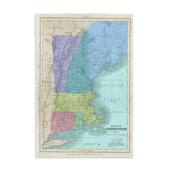 Stupell Industries Transitional Map Of Eastern States New England Border Lines Wall Plaque Art, 10 x 15, by Lil' Rue