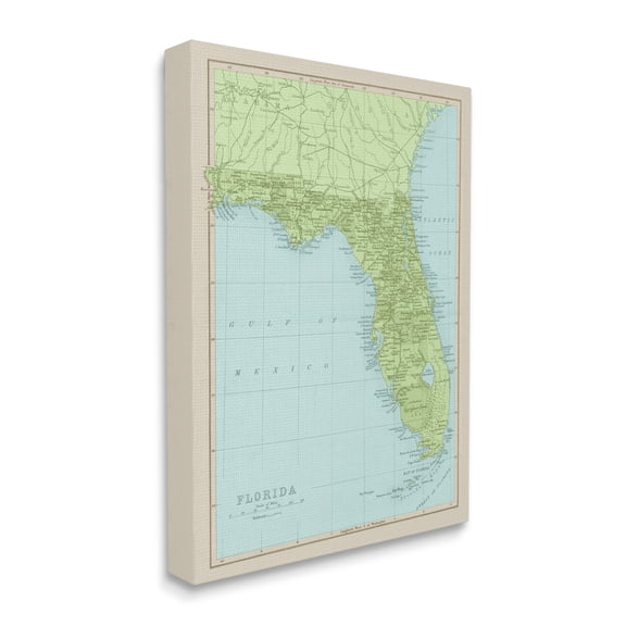 Stupell Industries Map Of Florida Classical State Border Canvas Wall Art, 36 x 48, Design by Daphne Polselli