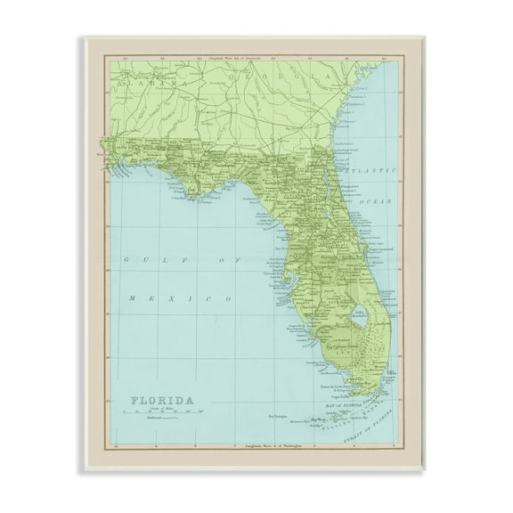 Stupell Industries Map Of Florida Classical State Border Wall Plaque, 10 x 15, Design by Daphne Polselli