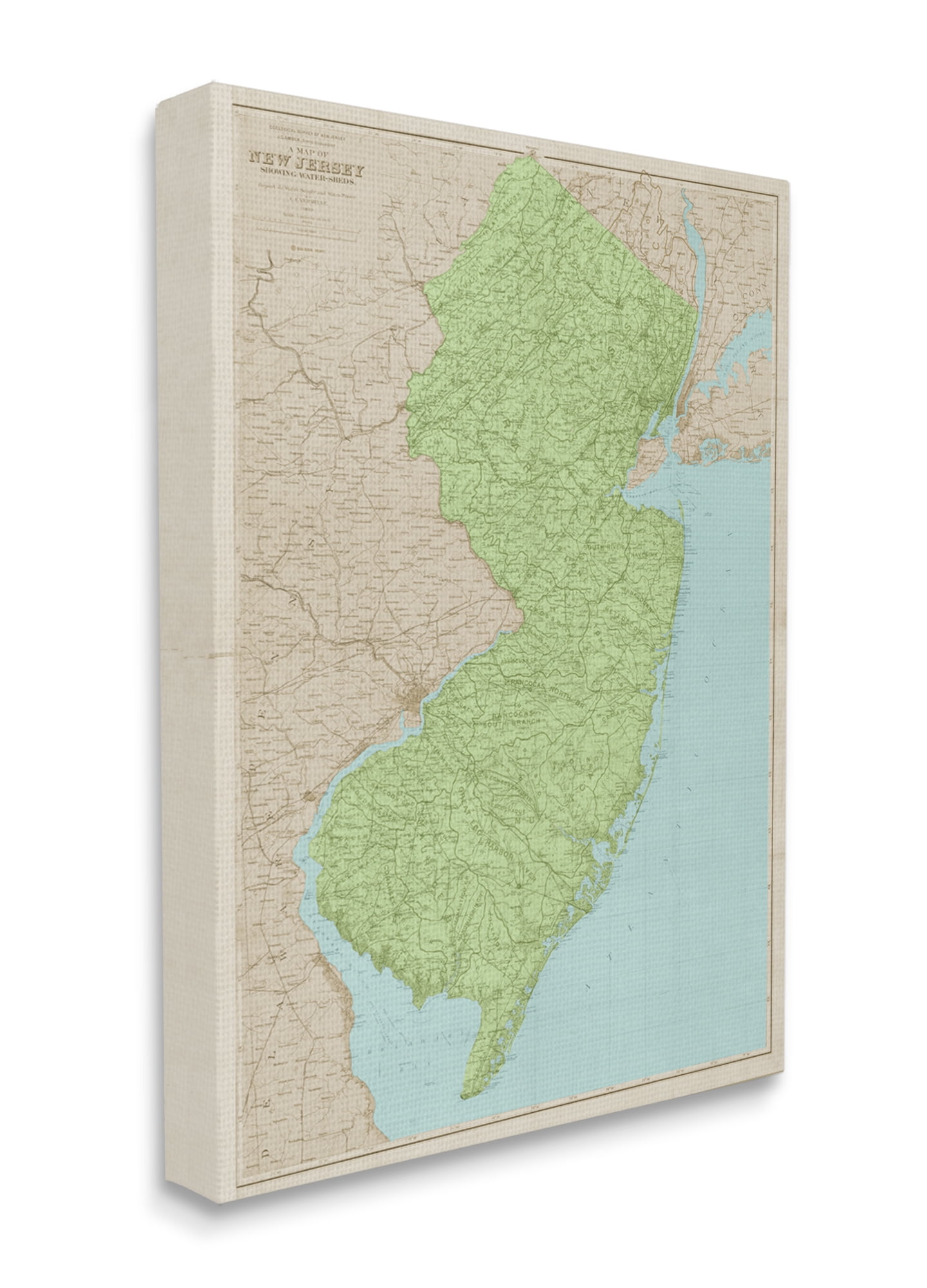 Stupell Industries Map Of New Jersey Classical State Border Canvas Wall Art, 30 x 40, Design by Daphne Polselli