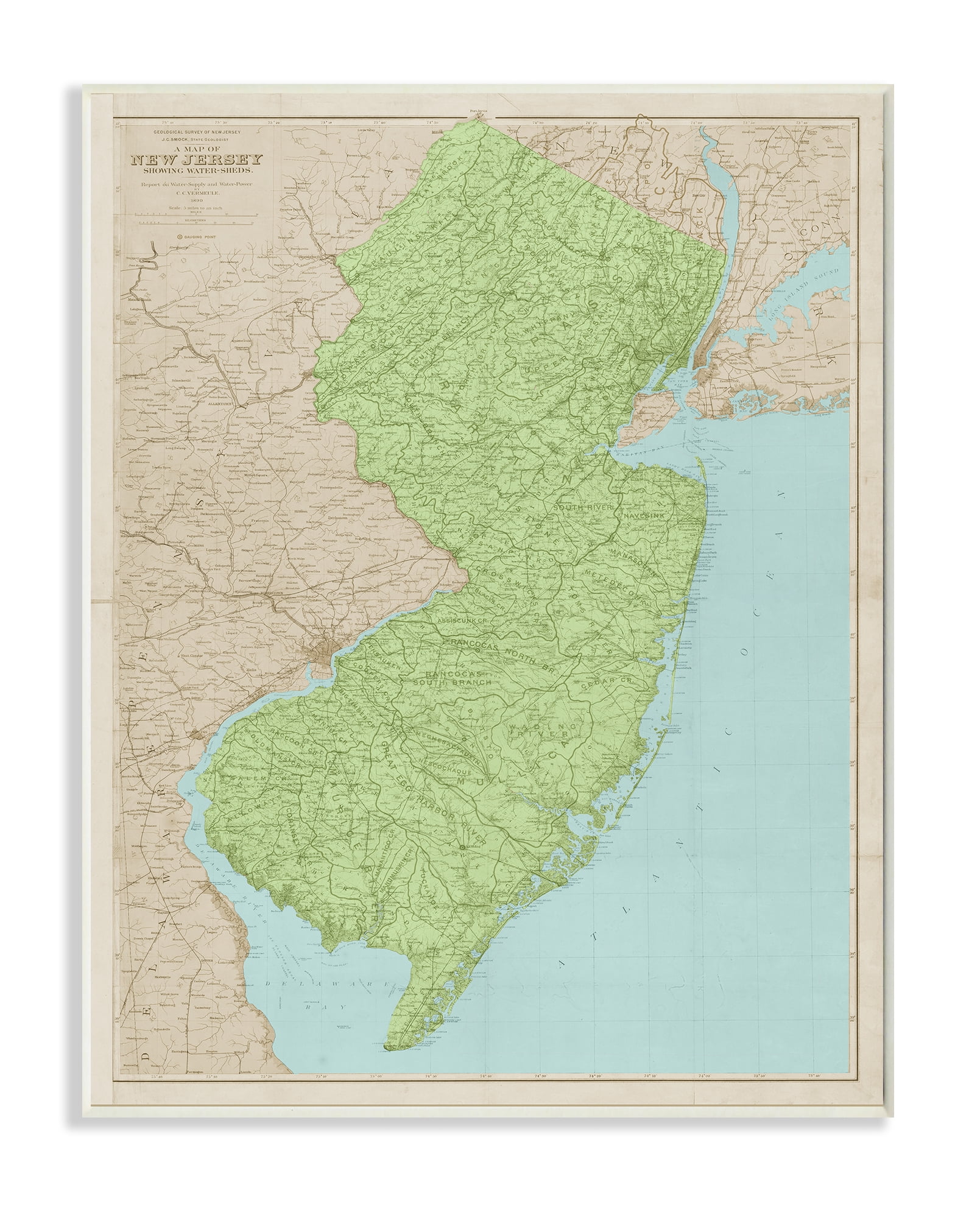 Stupell Industries Map Of New Jersey Classical State Border Wall Plaque, 10 x 15, Design by Daphne Polselli