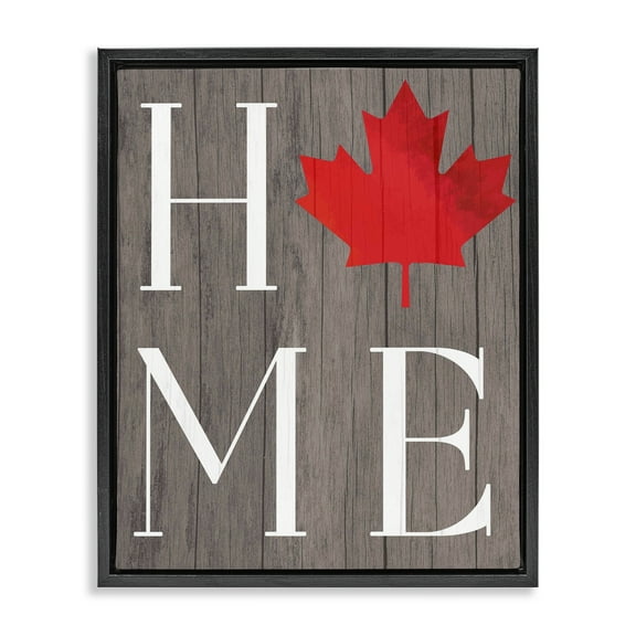 Stupell Industries Maple Leaf Home Typography Black Framed Floater Canvas Wall Art design by Lil' Rue, 21 x 17