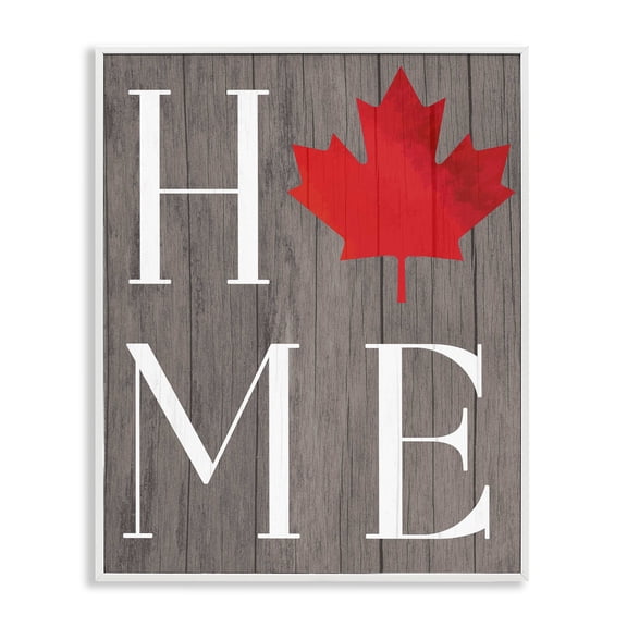 Stupell Industries Maple Leaf Home Typography White Framed Giclee Art design by Lil' Rue, 20 x 16