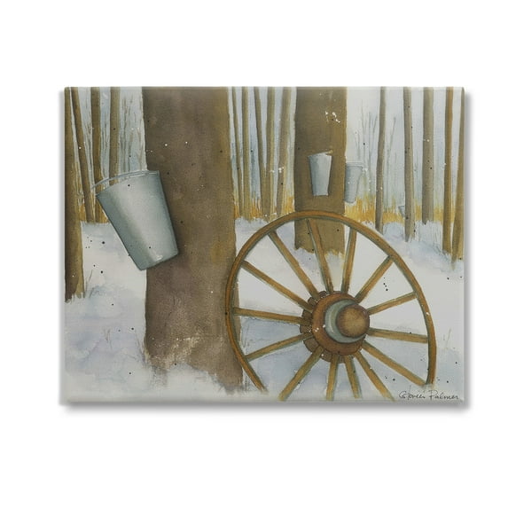 Stupell Industries Maple Sugaring Trees Landscape Painting Gallery Wrapped Canvas Art Print Wall Art, 20 x 16