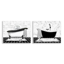 Stupell Industries Marble Clawfoot Soaking Tub Bath & Laundry Painting Unframed Art Print Wall Art, 14 x 11, Set of 2