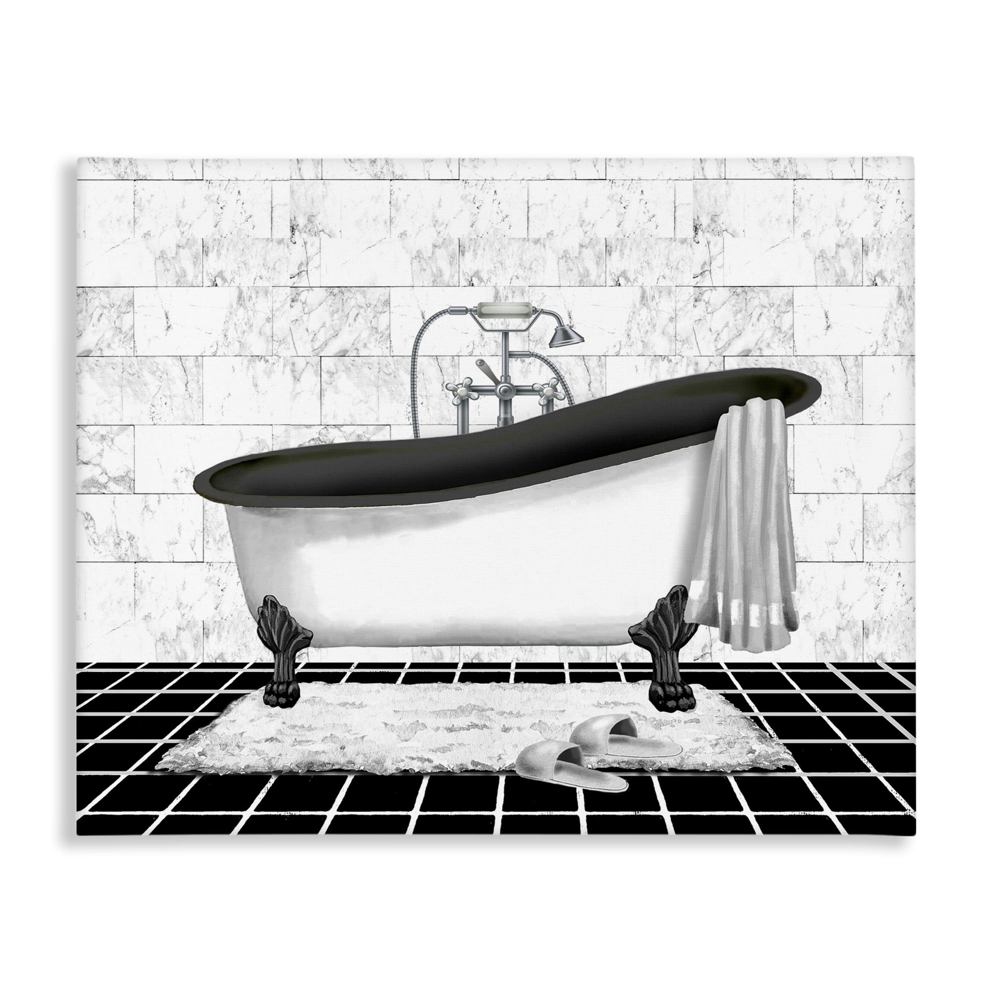 Stupell Industries Marble Pattern Bath Typography Painting Gallery Wrapped Canvas Art Print Wall Art, 48 x 36