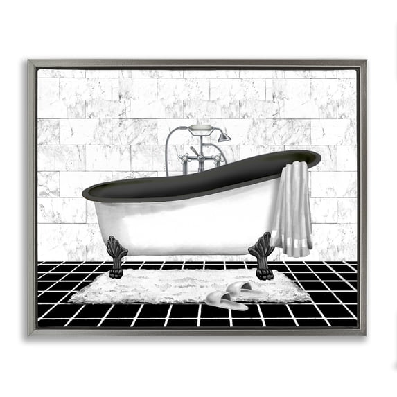 Stupell Industries Contemporary Marble Pattern Bath Gray Floating Frame Canvas Art, 21 x 17, by Conrad Knutsen