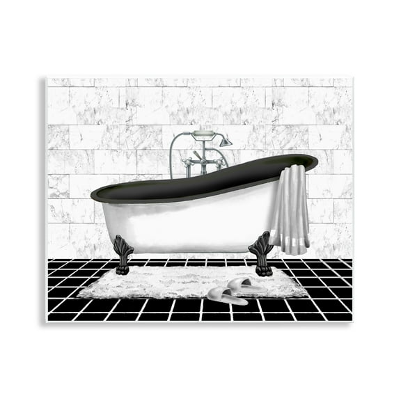 Stupell Industries Marble Pattern Bath Typography Painting Unframed Art Print Wall Art, 14 x 11