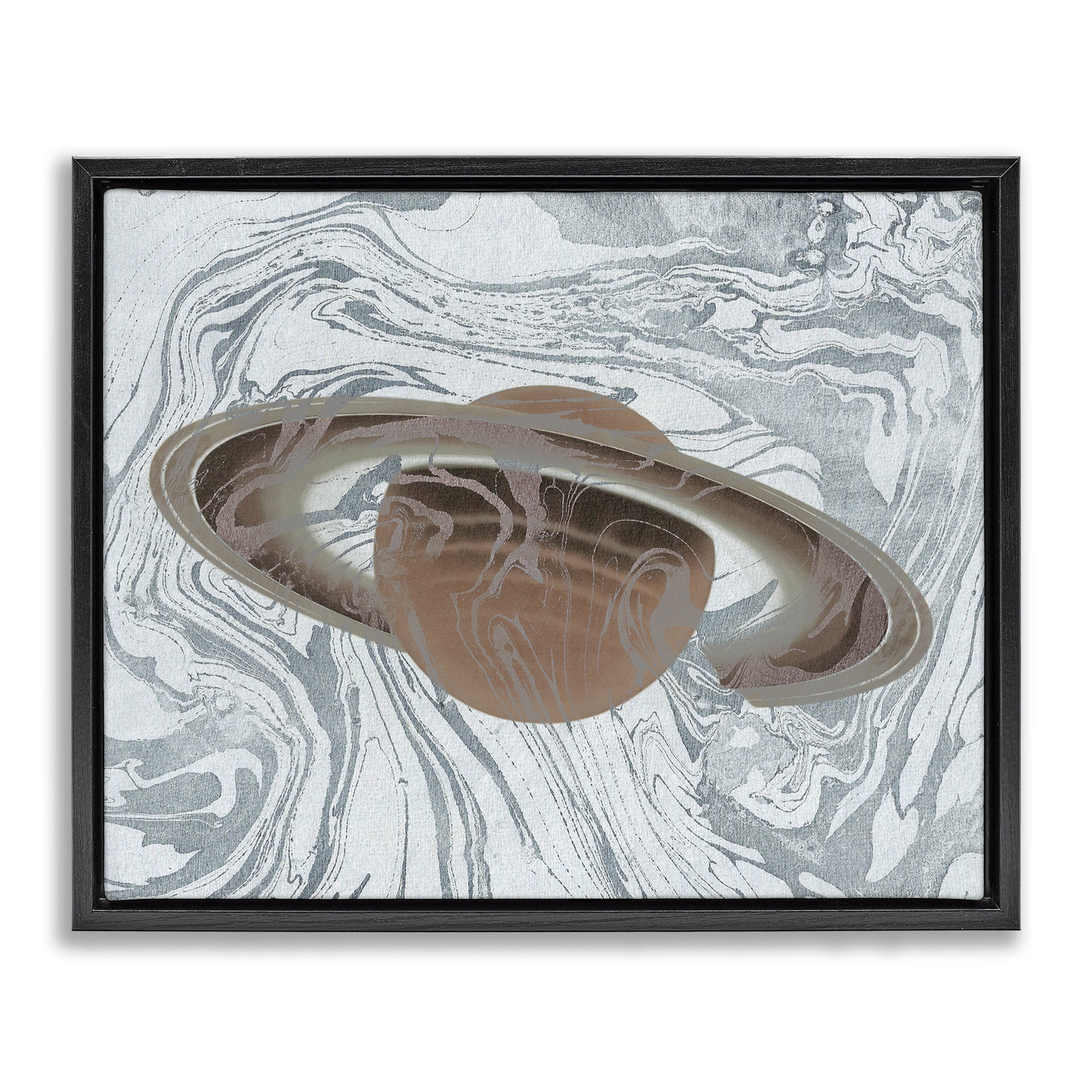 Stupell Industries Marble Pattern Planet Astrology & Stars Painting Black Floater Framed Canvas Art Print Wall Art, 21 x 17