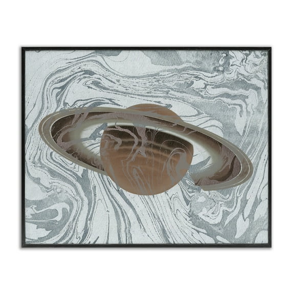 Stupell Industries Marble Pattern Planet Astrology & Stars Painting Black Framed Art Print Wall Art, 30 x 24