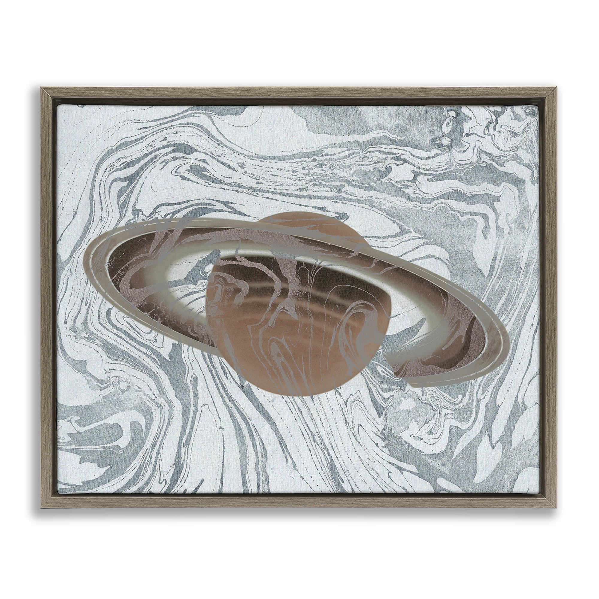 Stupell Industries Marble Pattern Planet Astrology & Stars Painting Brown Floater Framed Canvas Art Print Wall Art, 21 x 17