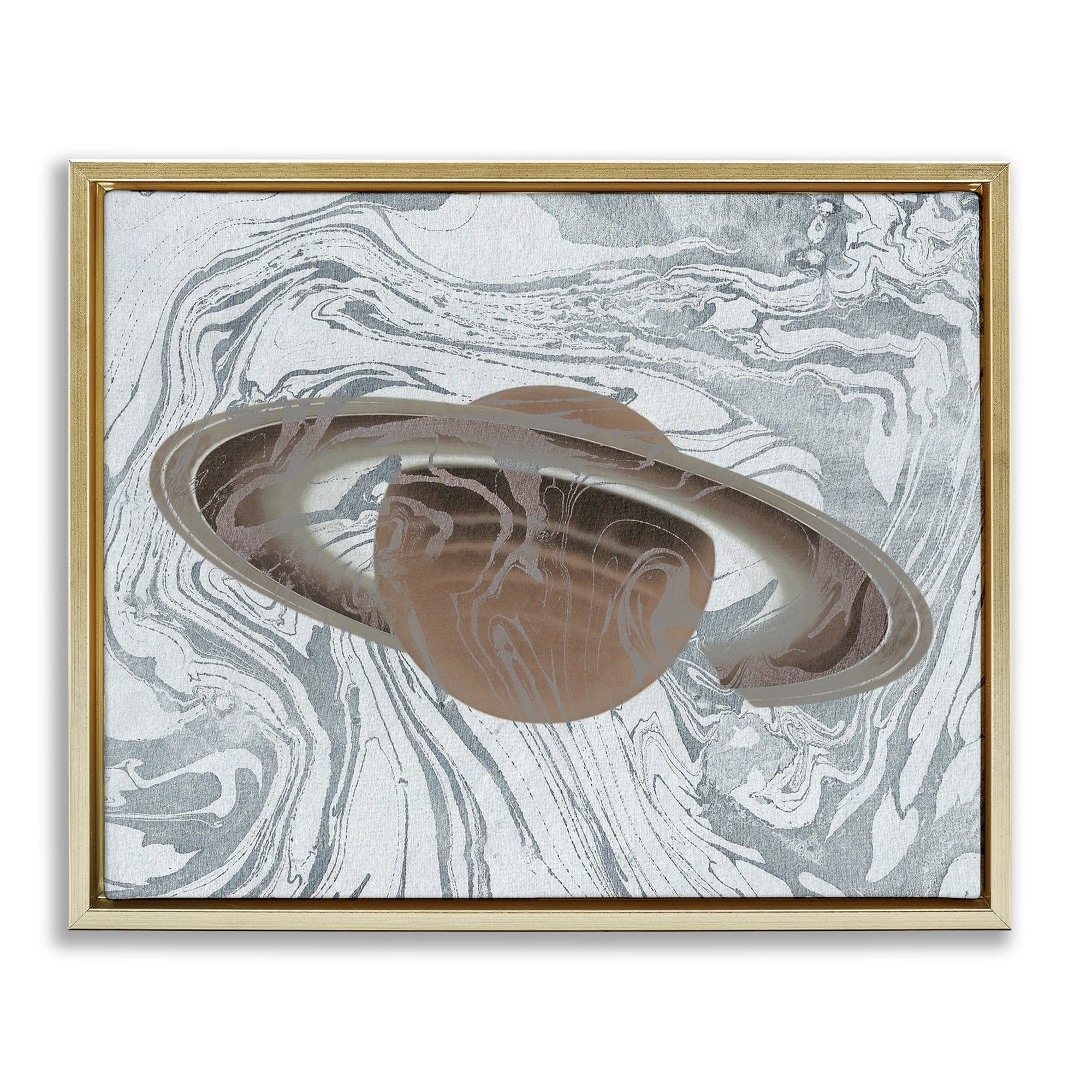 Stupell Industries Marble Pattern Planet Astrology & Stars Painting Gold Floater Framed Canvas Art Print Wall Art, 21 x 17