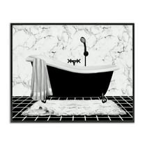 Stupell Industries Marble Pattern Tub Typography Painting Black Framed Art Print Wall Art, 14 x 11
