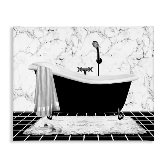 Stupell Industries Marble Pattern Tub Typography Painting Gallery Wrapped Canvas Art Print Wall Art, 40 x 30