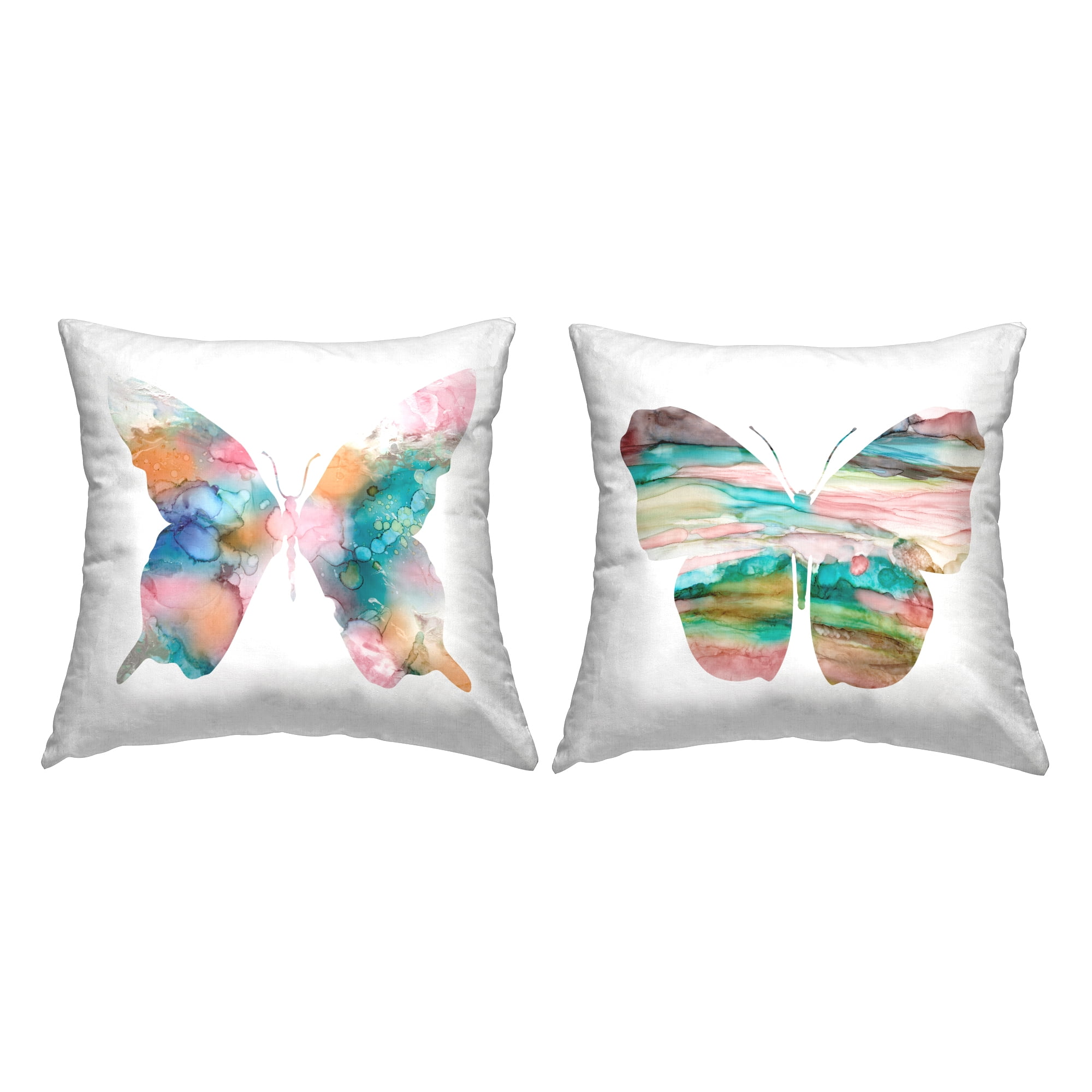 Stupell Industries Marbled Butterfly Silhouettes Decorative Printed Throw Pillow Design by Carol Robinson.