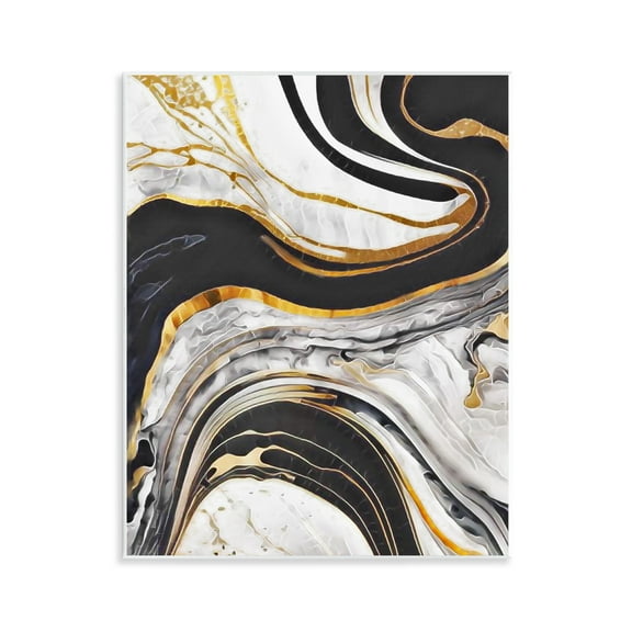 Stupell Industries Marbled Fluid Gold Accent Abstract Painting Unframed Art Print Wall Art, 11 x 14