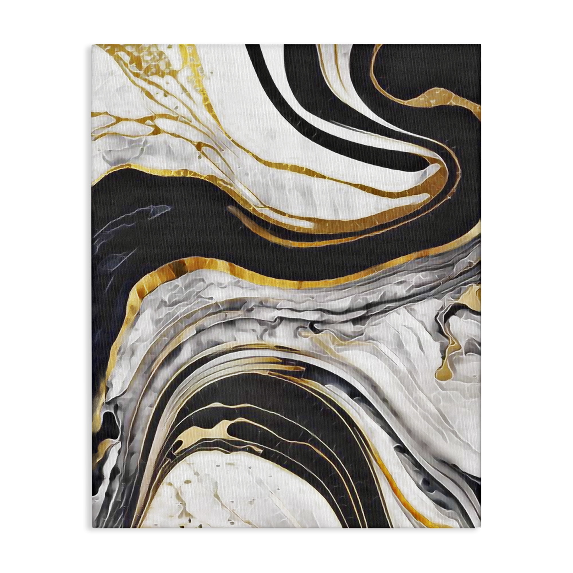Stupell Industries Marbled Fluid Gold Accent Abstract Painting Wrapped Canvas Art Print Wall Art, 30 x 40