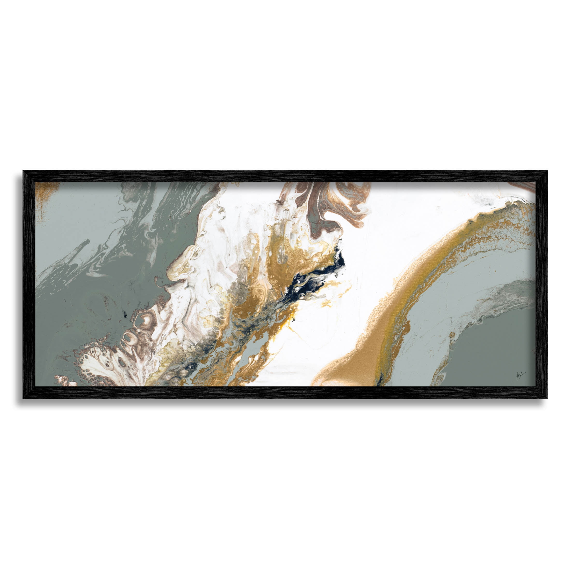Stupell Industries Marbled Geode Abstract Composition Graphic Art Black Framed Art Print Wall Art, Design by Ajoya Grace