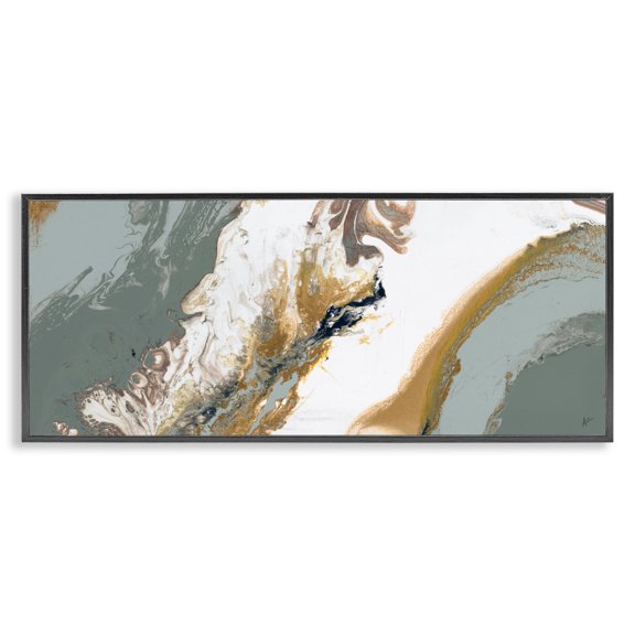 Stupell Industries Modern Marbled Geode Abstract Composition Black Framed Giclee Art, 24 x 10, by Ajoya Grace