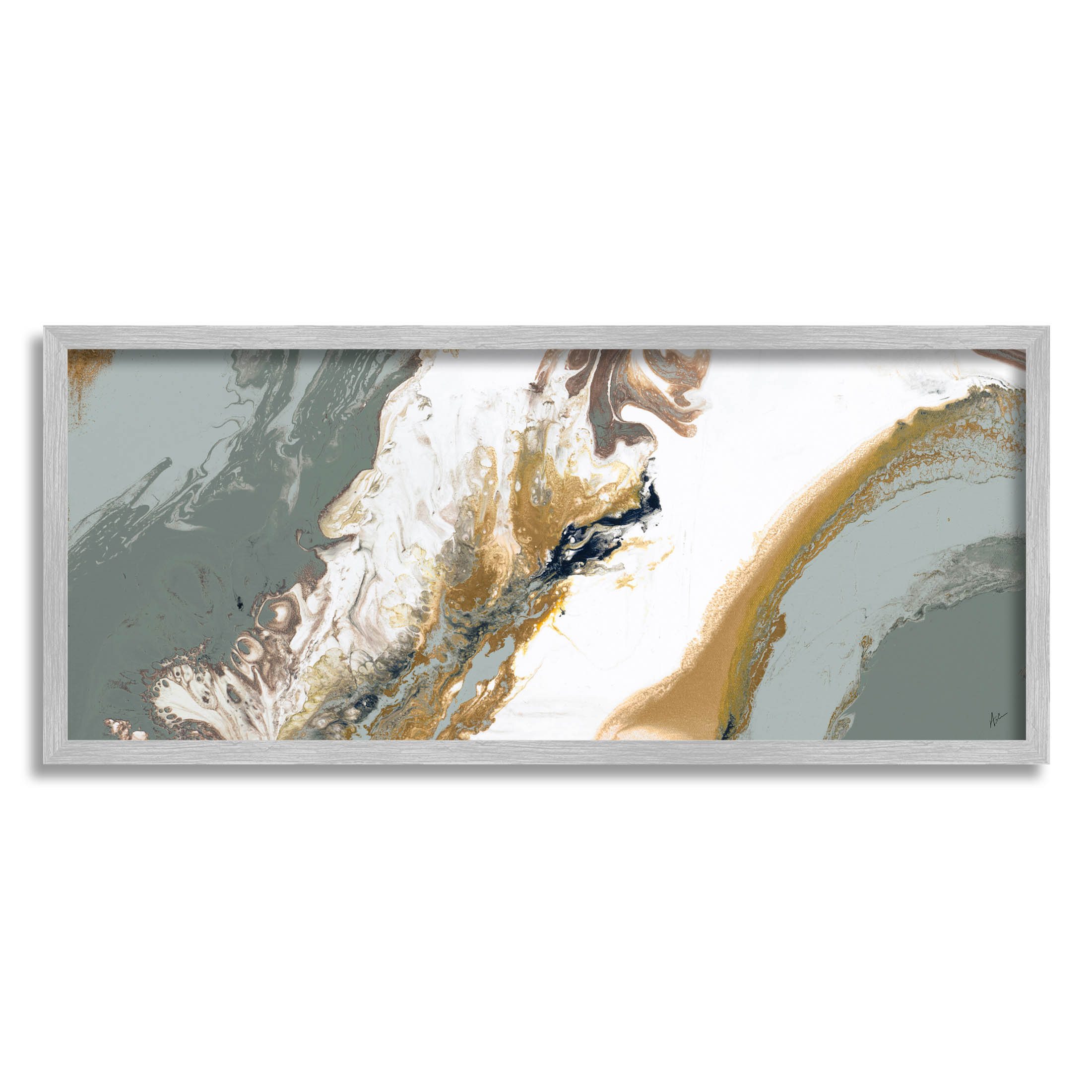 Stupell Industries Marbled Geode Abstract Composition Graphic Art Gray Framed Art Print Wall Art, Design by Ajoya Grace