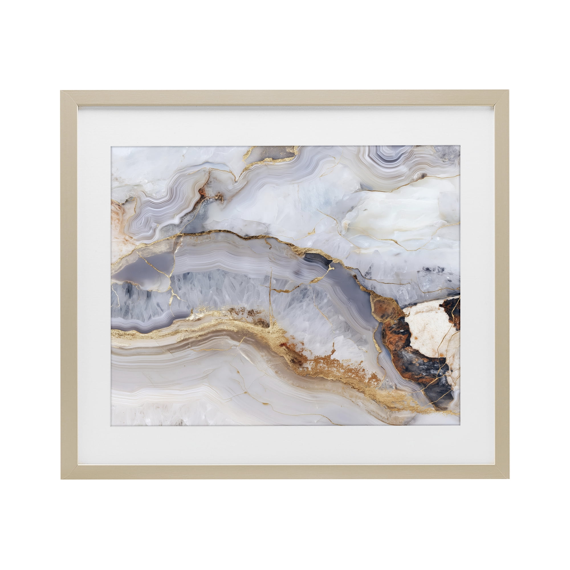 Stupell Industries Marbled Gold Stone Birch Framed Print Under Glass, design by Svetlana Aleynikova