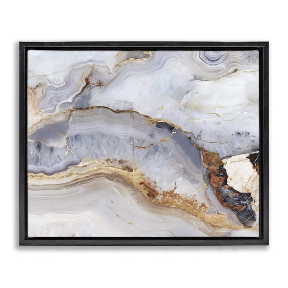 Stupell Industries Glam Marbled Gold Stone Black Floating Frame Canvas Art, 21 x 17, by Svetlana Aleynikova