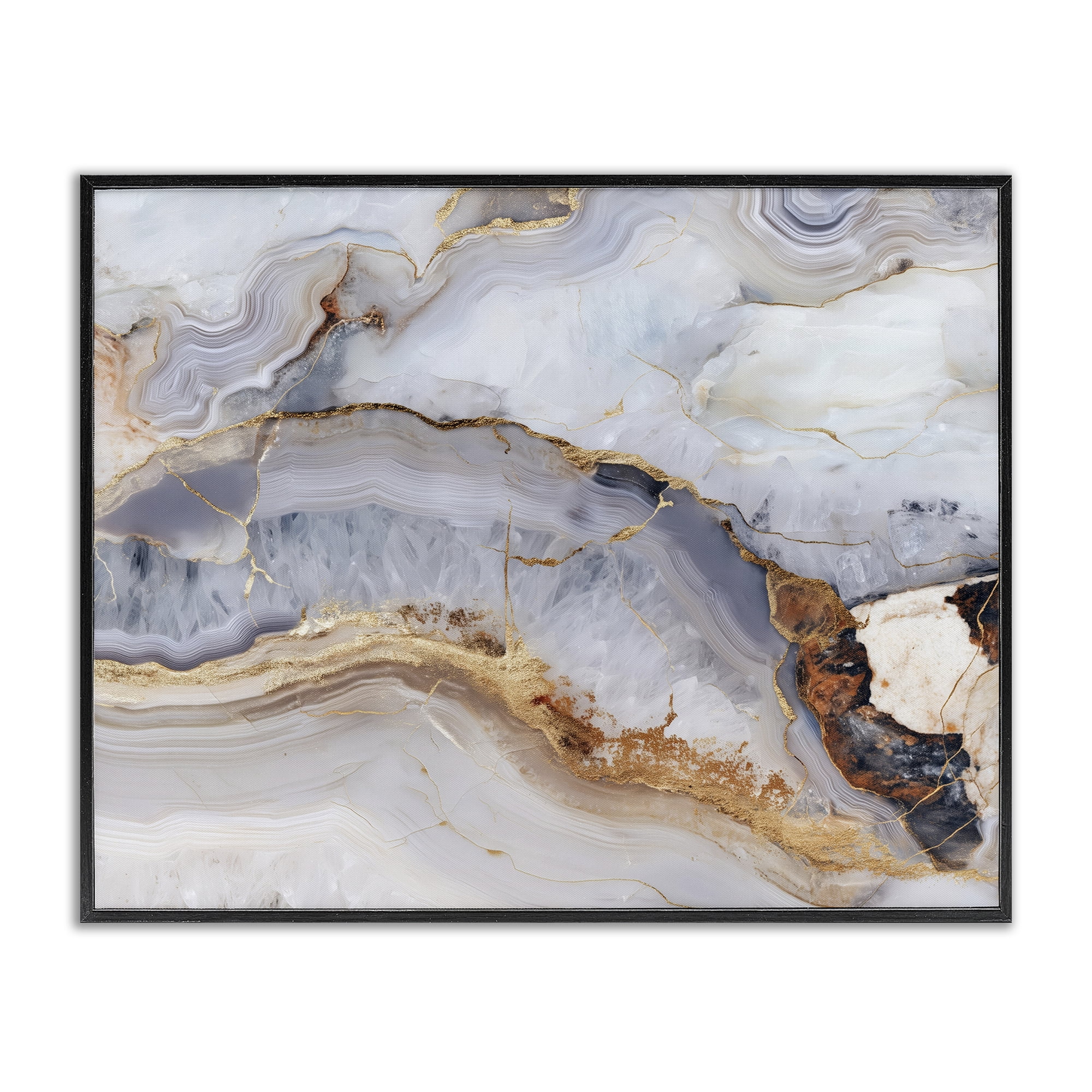 Stupell Industries Marbled Gold Stone Black Framed Giclee Art, design by Svetlana Aleynikova