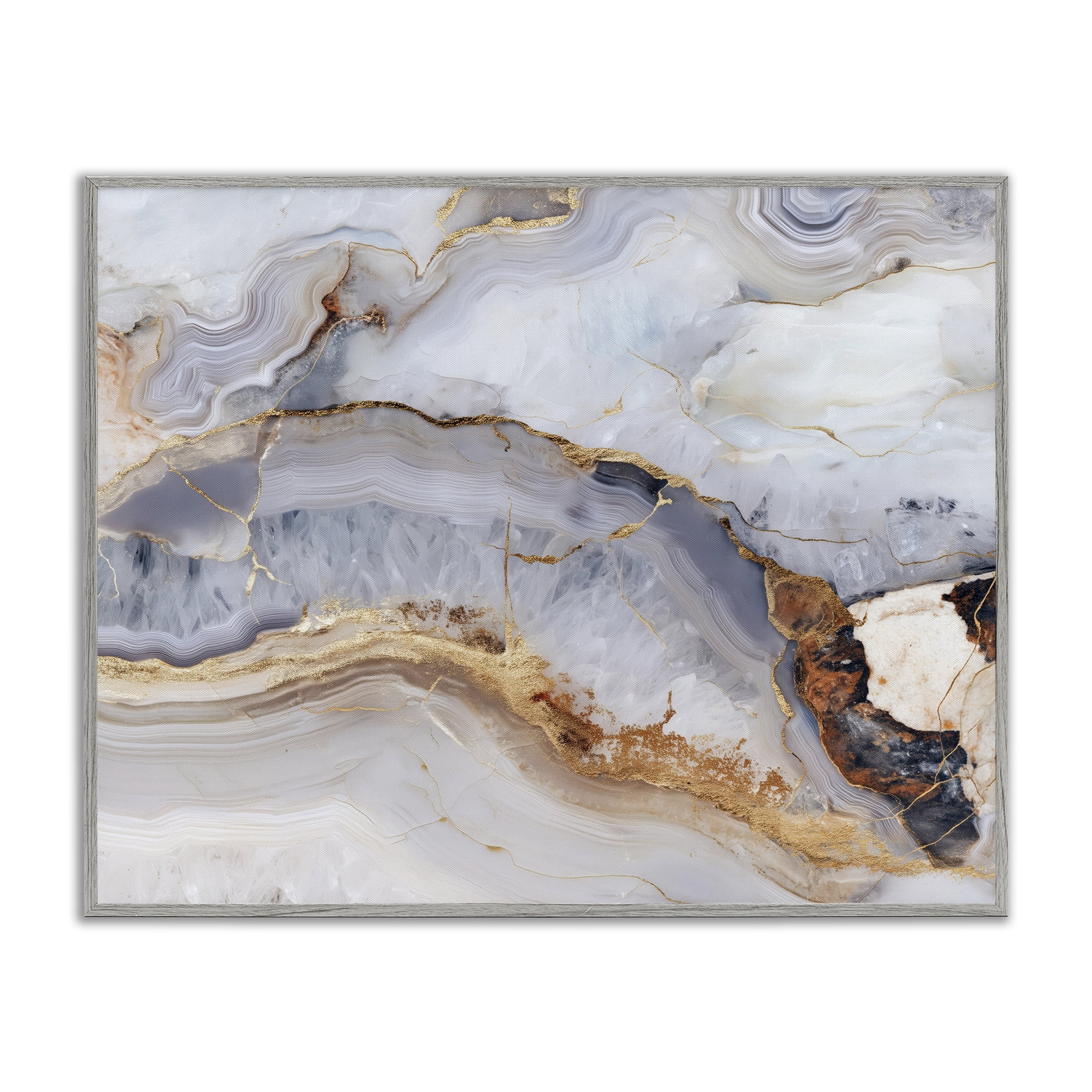 Stupell Industries Marbled Gold Stone Gray Framed Giclee Art, design by Svetlana Aleynikova