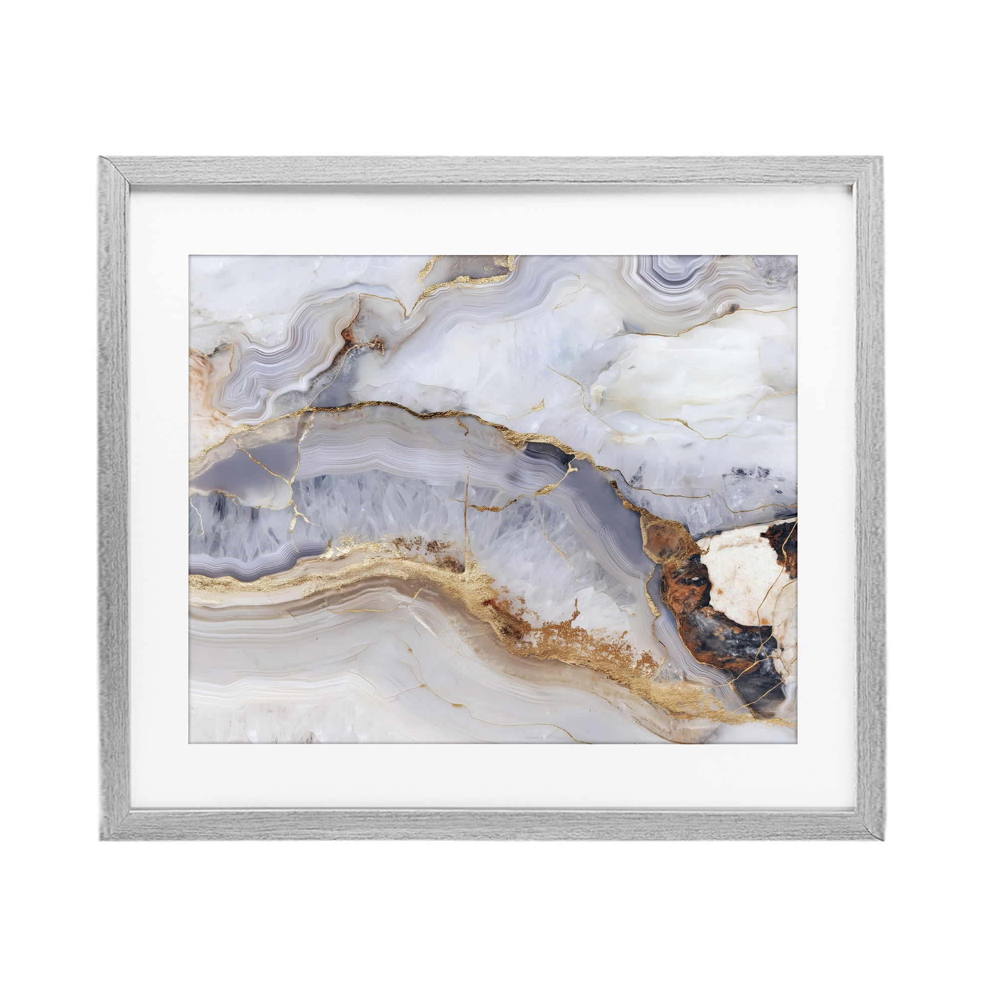 Stupell Industries Marbled Gold Stone Gray Framed Print Under Glass, design by Svetlana Aleynikova