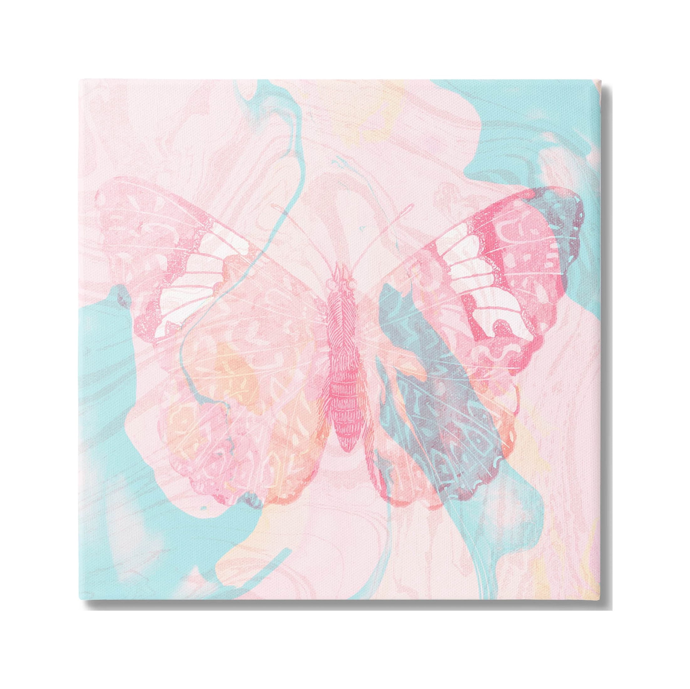 Stupell Industries Marbled Pastel Butterfly Graphic Art Gallery Wrapped Canvas Print Wall Art, Design by Daphne Polselli