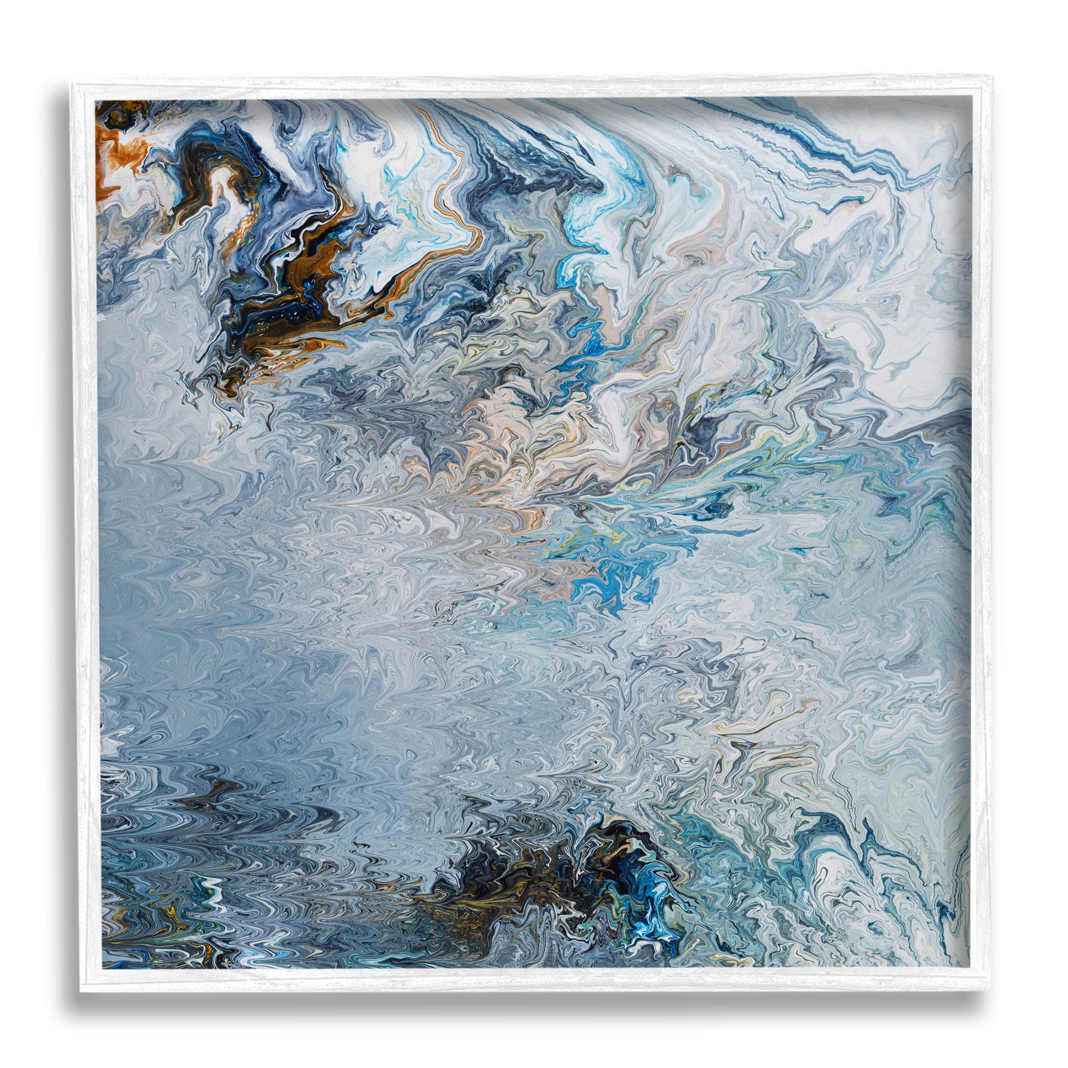 Stupell Industries Marbled Wavy Abstract Pattern Graphic Art White Framed Art Print Wall Art, Design by Ruth Fromstein