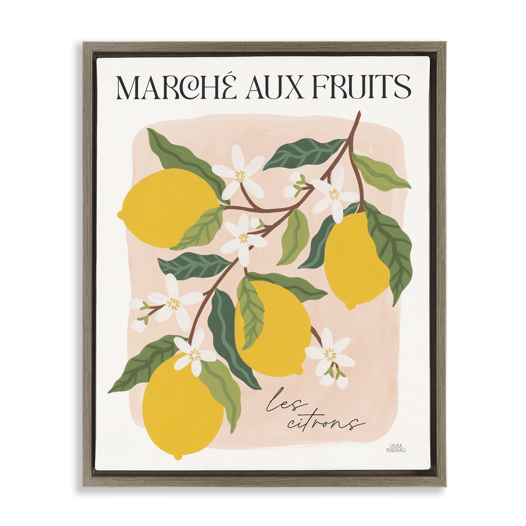 Stupell Industries Marche Aux Lemons Food & Beverage Painting Brown Floater Framed Art Print Wall Art, 25 x 31