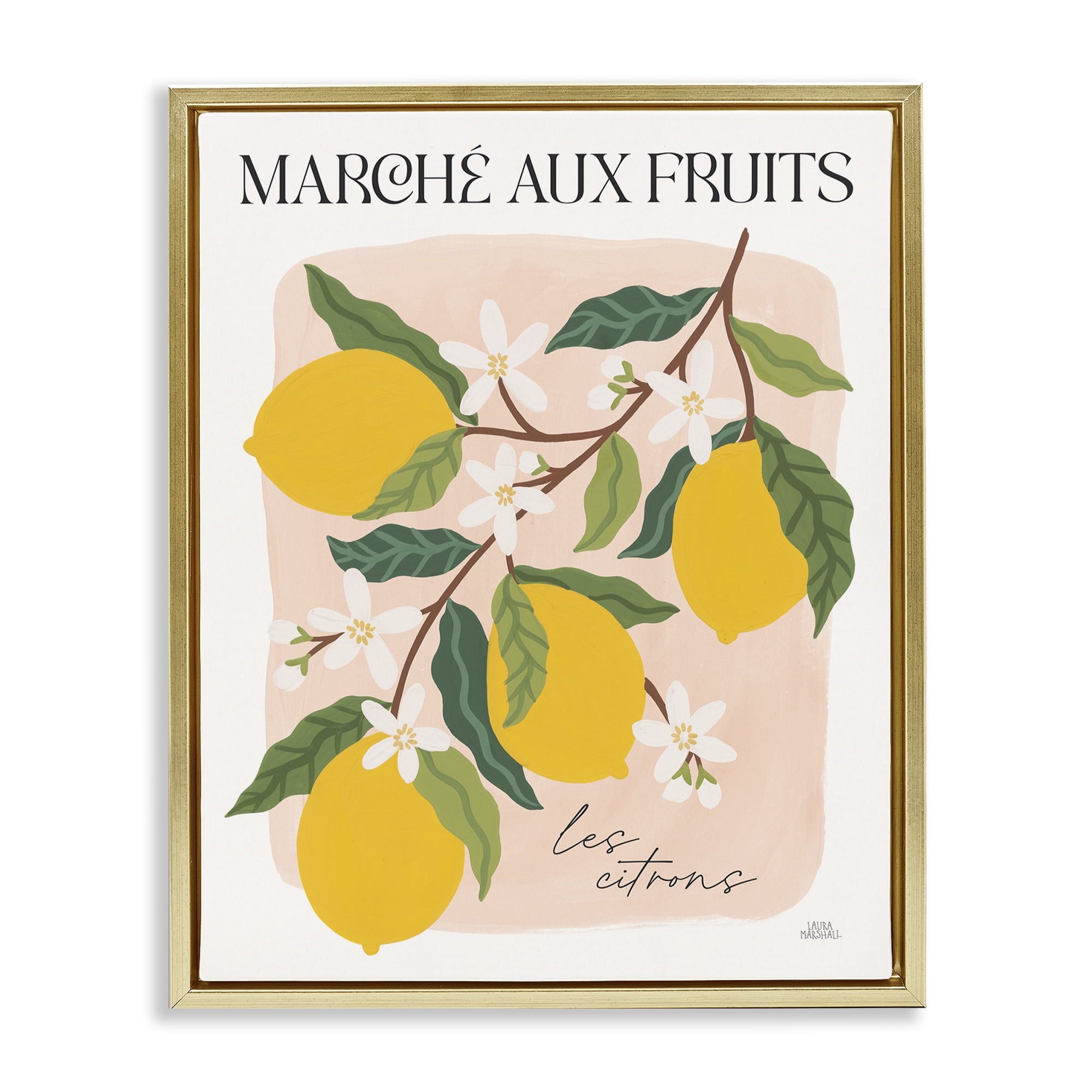 Stupell Industries Marche Aux Lemons Food & Beverage Painting Gold Floater Framed Art Print Wall Art, 17 x 21