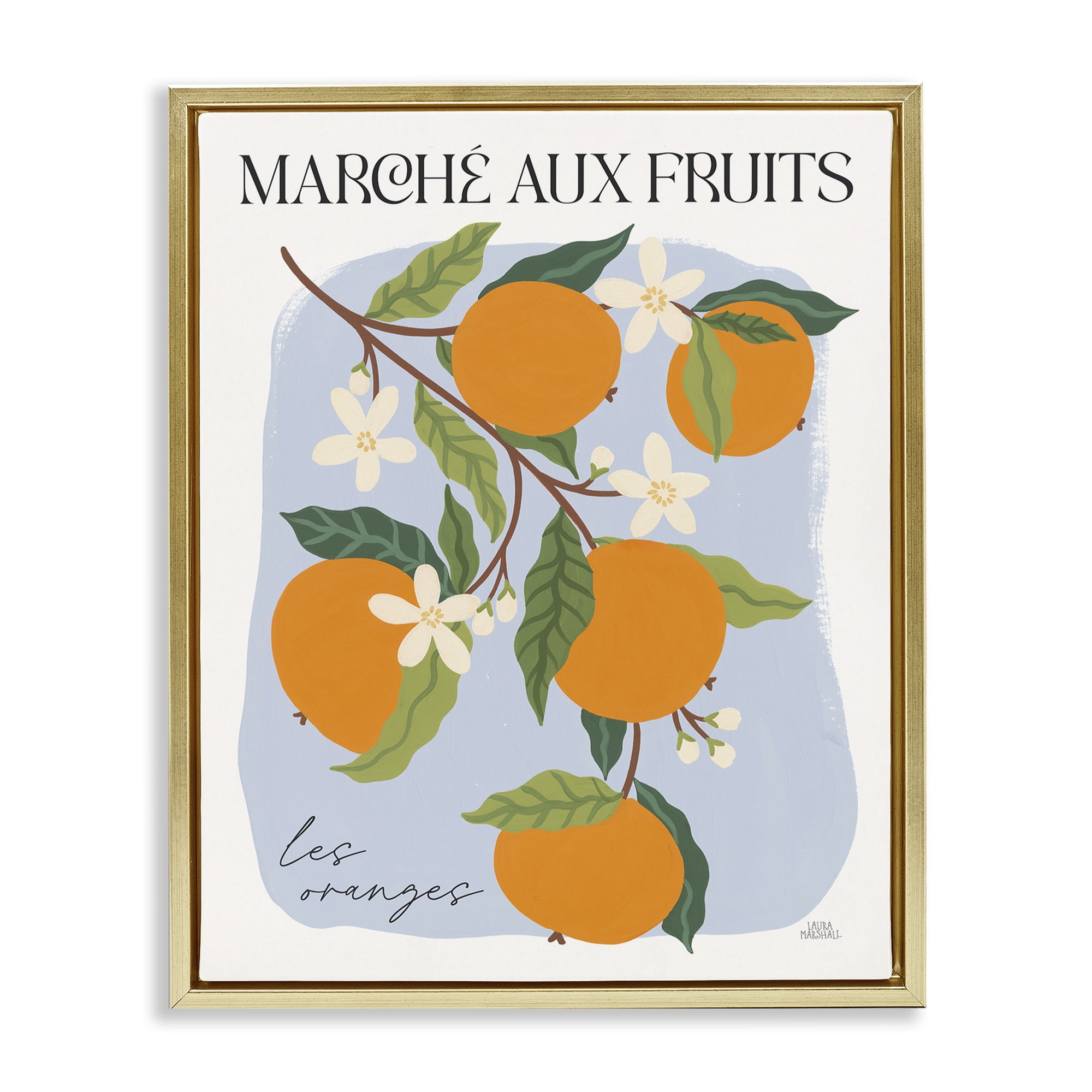 Stupell Industries Marche Aux Oranges Food & Beverage Painting Gold Floater Framed Art Print Wall Art, 17 x 21