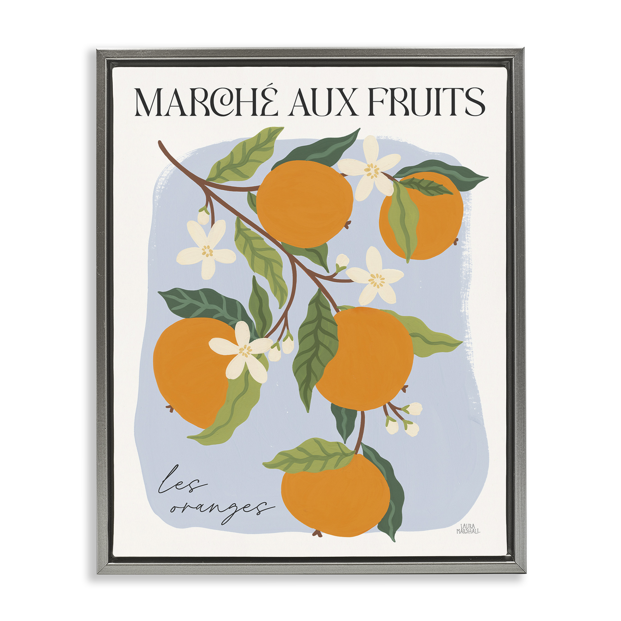 Stupell Industries Marche Aux Oranges Food & Beverage Painting Gray Floater Framed Art Print Wall Art, 25 x 31