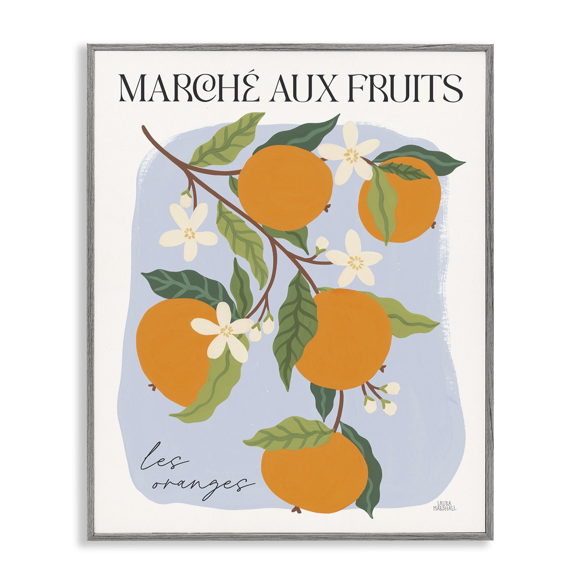 Stupell Industries Marche Aux Oranges Food & Beverage Painting Gray Framed Art Print Wall Art, 24 x 30