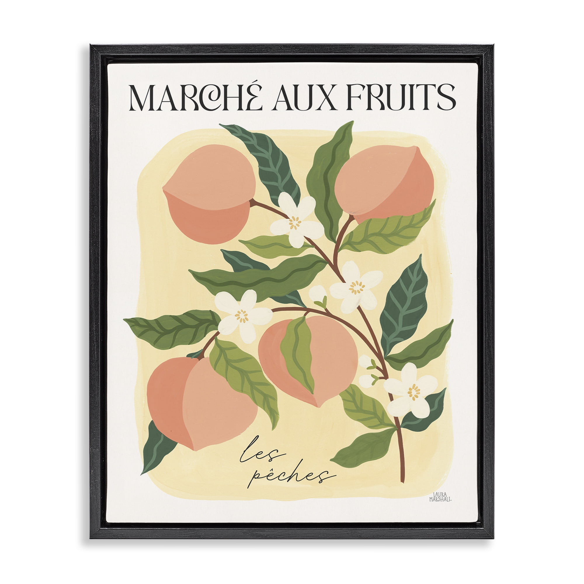 Stupell Industries Marche Aux Peaches Food & Beverage Painting Black Floater Framed Art Print Wall Art, 25 x 31