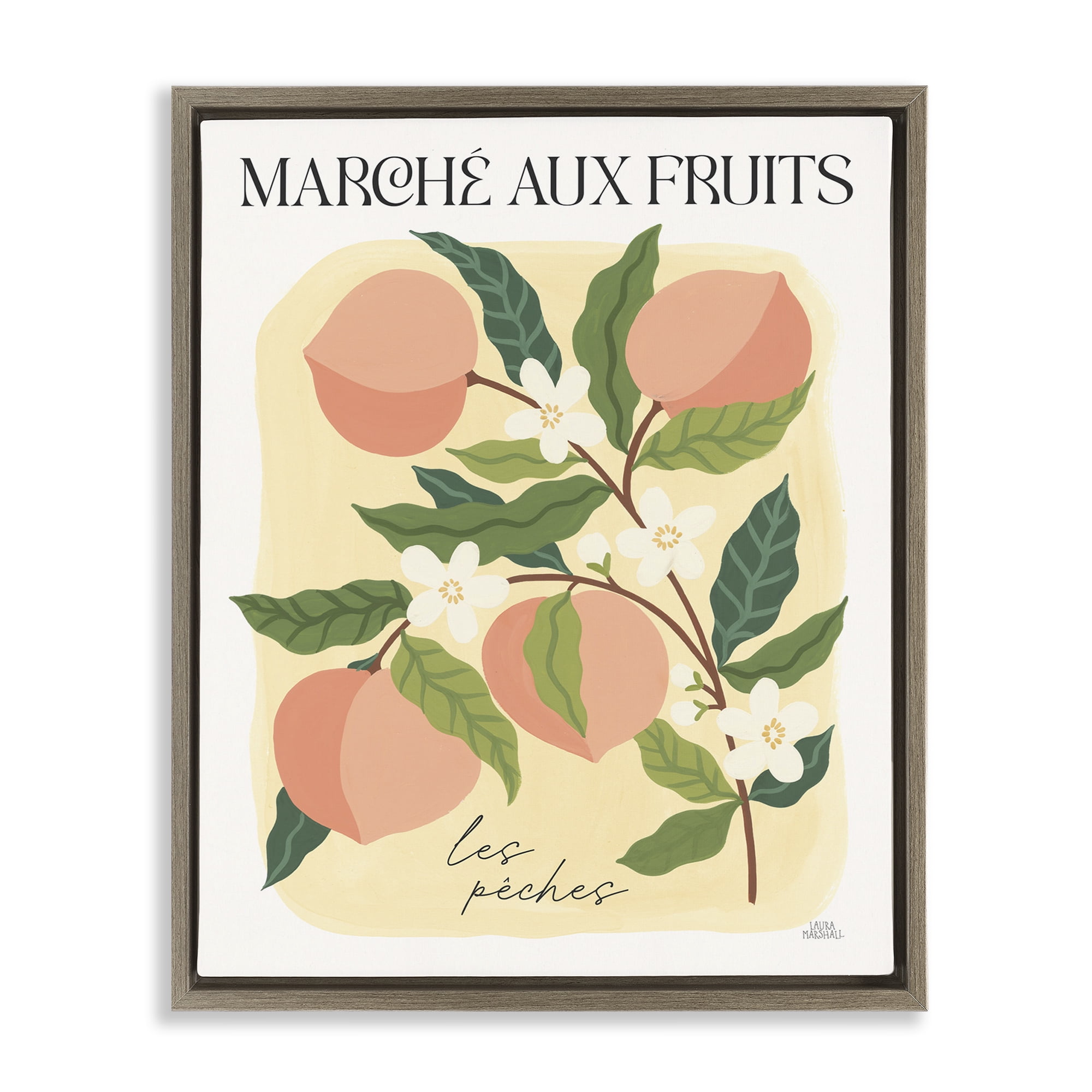 Stupell Industries Marche Aux Peaches Food & Beverage Painting Brown Floater Framed Art Print Wall Art, 25 x 31