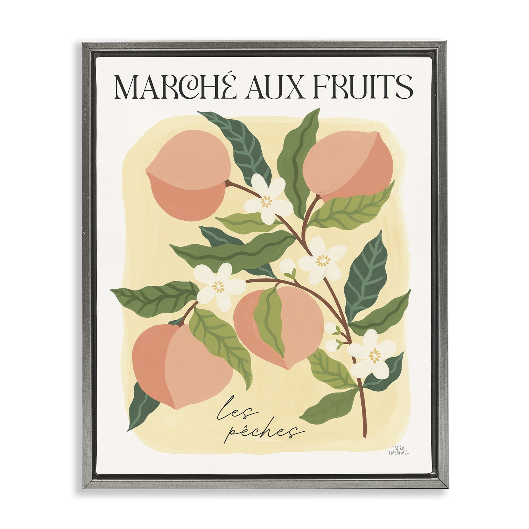 Stupell Industries Marche Aux Peaches Food & Beverage Painting Gray Floater Framed Art Print Wall Art, 25 x 31