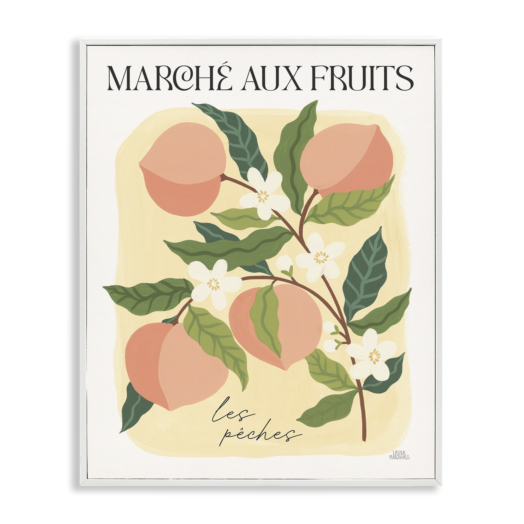 Stupell Industries Marche Aux Peaches Food & Beverage Painting White Framed Art Print Wall Art, 11 x 14