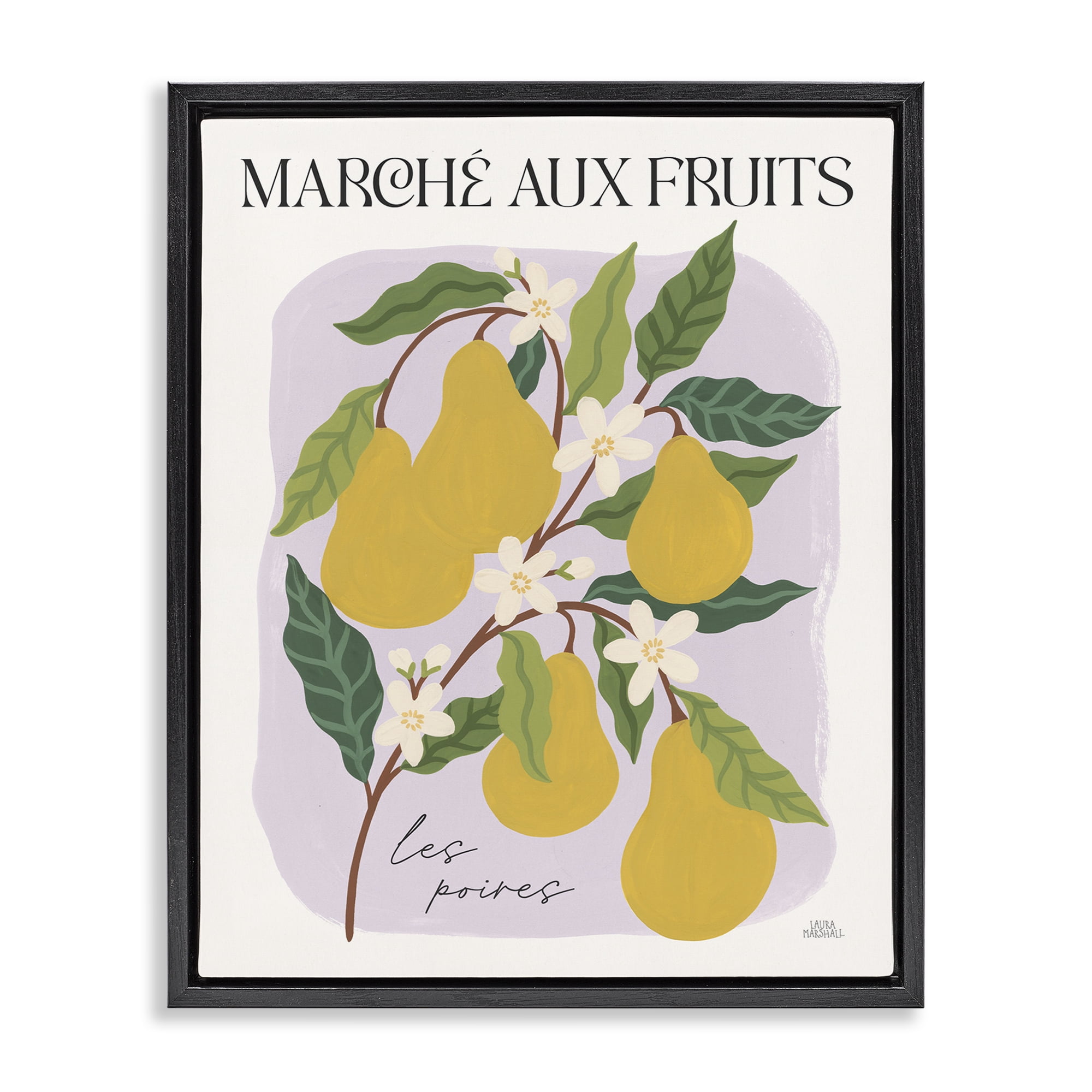 Stupell Industries Marche Aux Pears Food & Beverage Painting Black Floater Framed Art Print Wall Art, 17 x 21