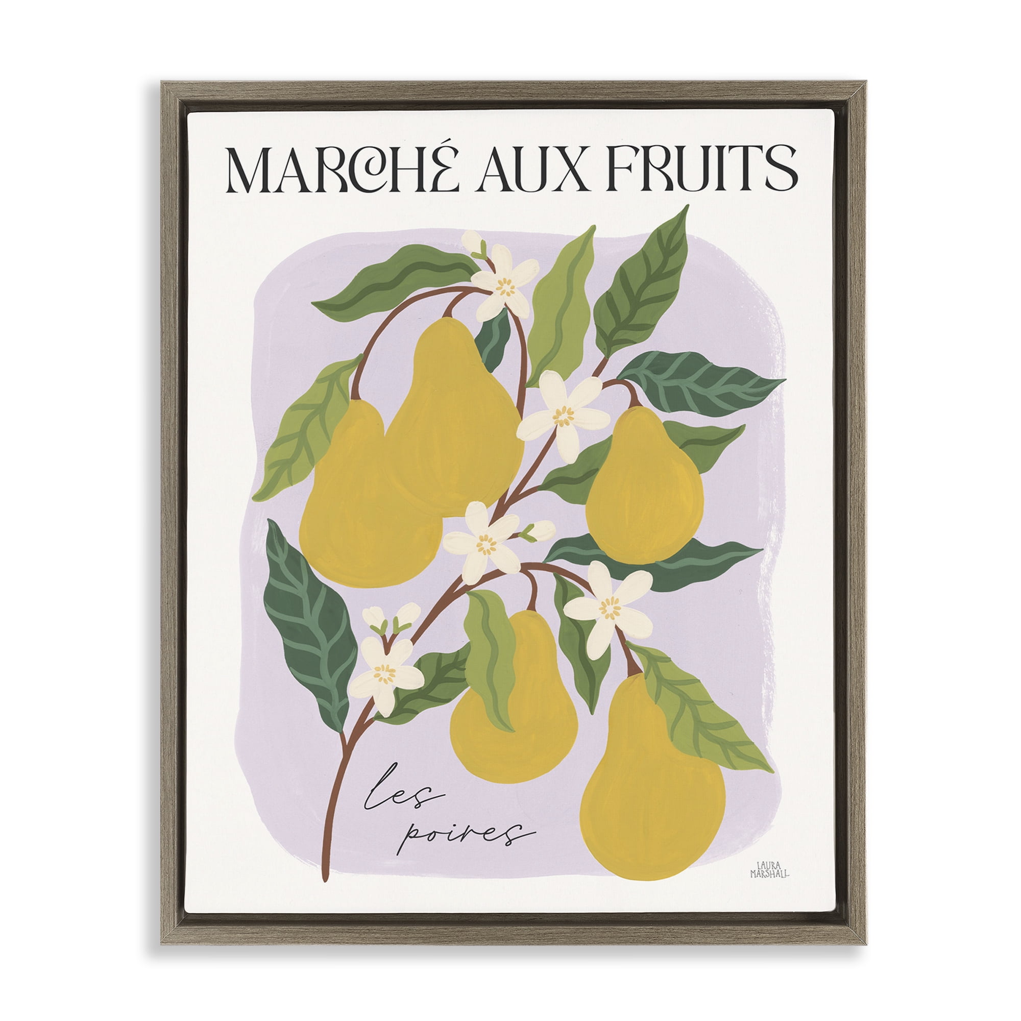 Stupell Industries Marche Aux Pears Food & Beverage Painting Brown Floater Framed Art Print Wall Art, 17 x 21