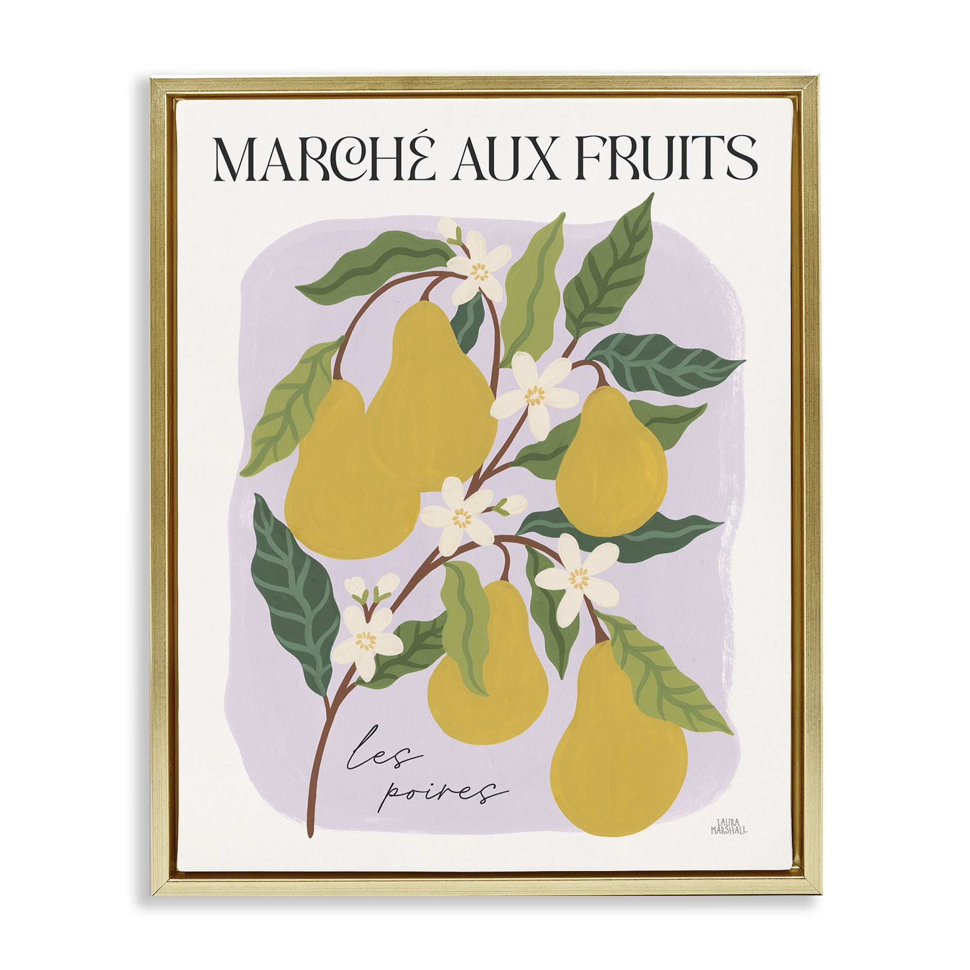 Stupell Industries Marche Aux Pears Food & Beverage Painting Gold Floater Framed Art Print Wall Art, 25 x 31