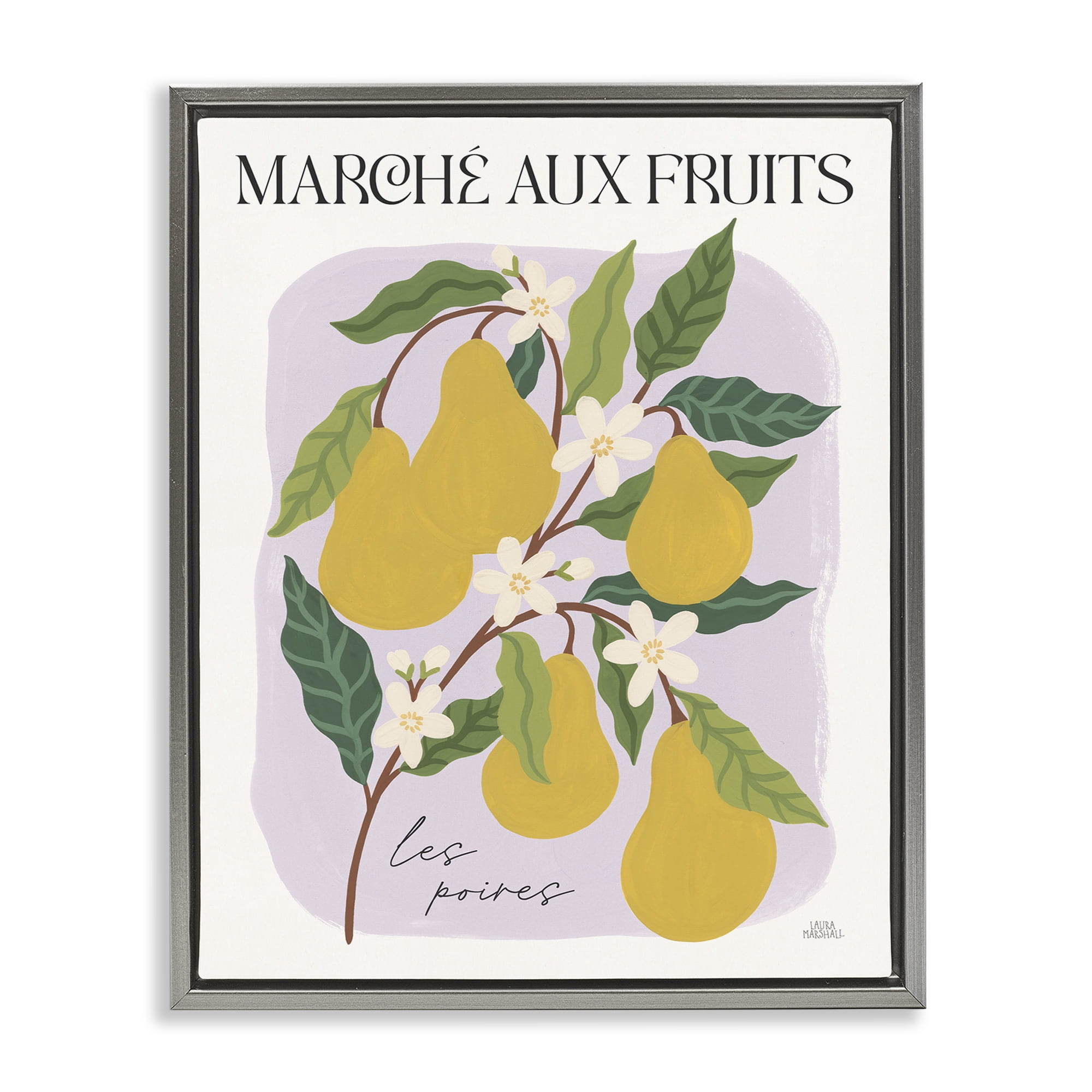 Stupell Industries Marche Aux Pears Food & Beverage Painting Gray Floater Framed Art Print Wall Art, 25 x 31