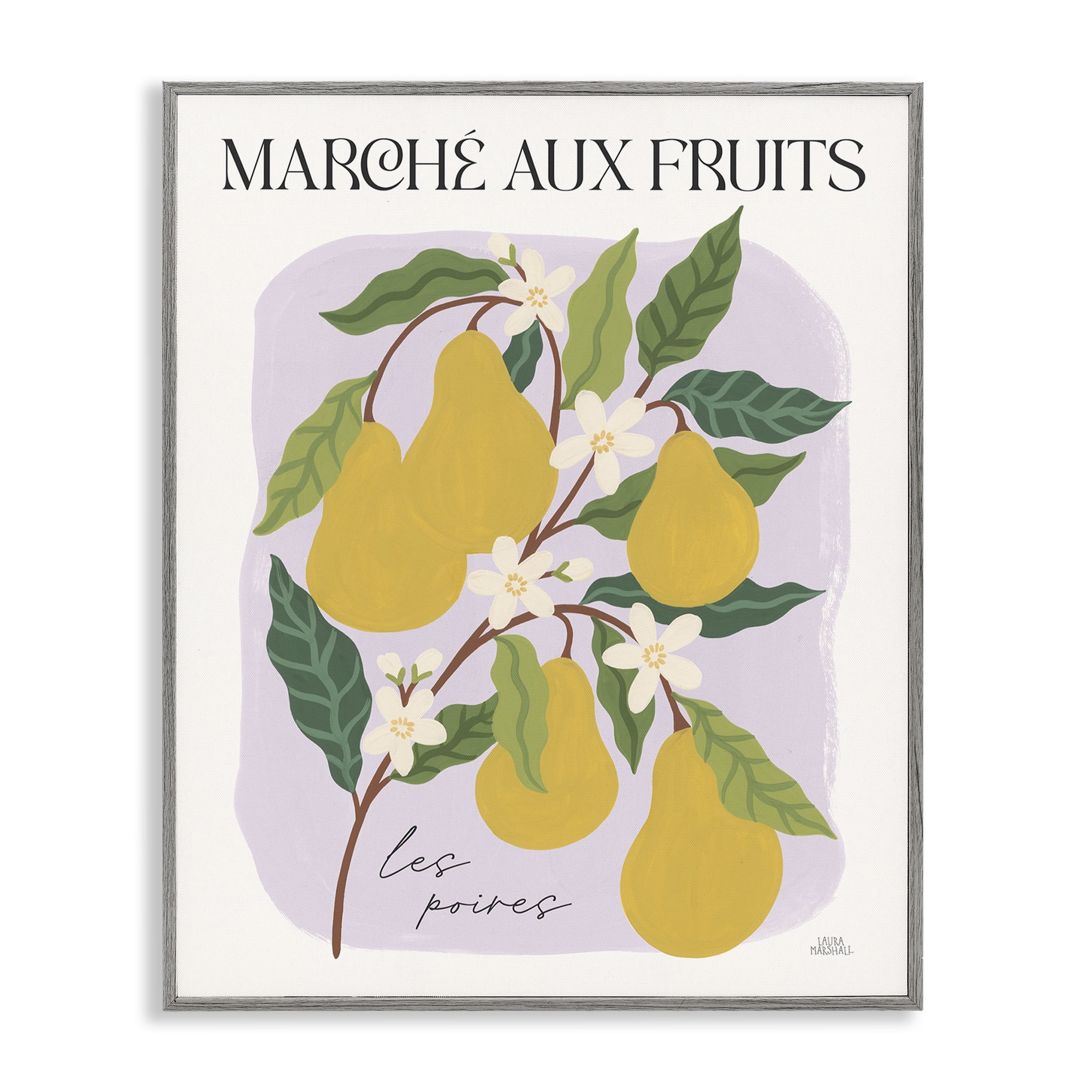 Stupell Industries Marche Aux Pears Food & Beverage Painting Gray Framed Art Print Wall Art, 11 x 14