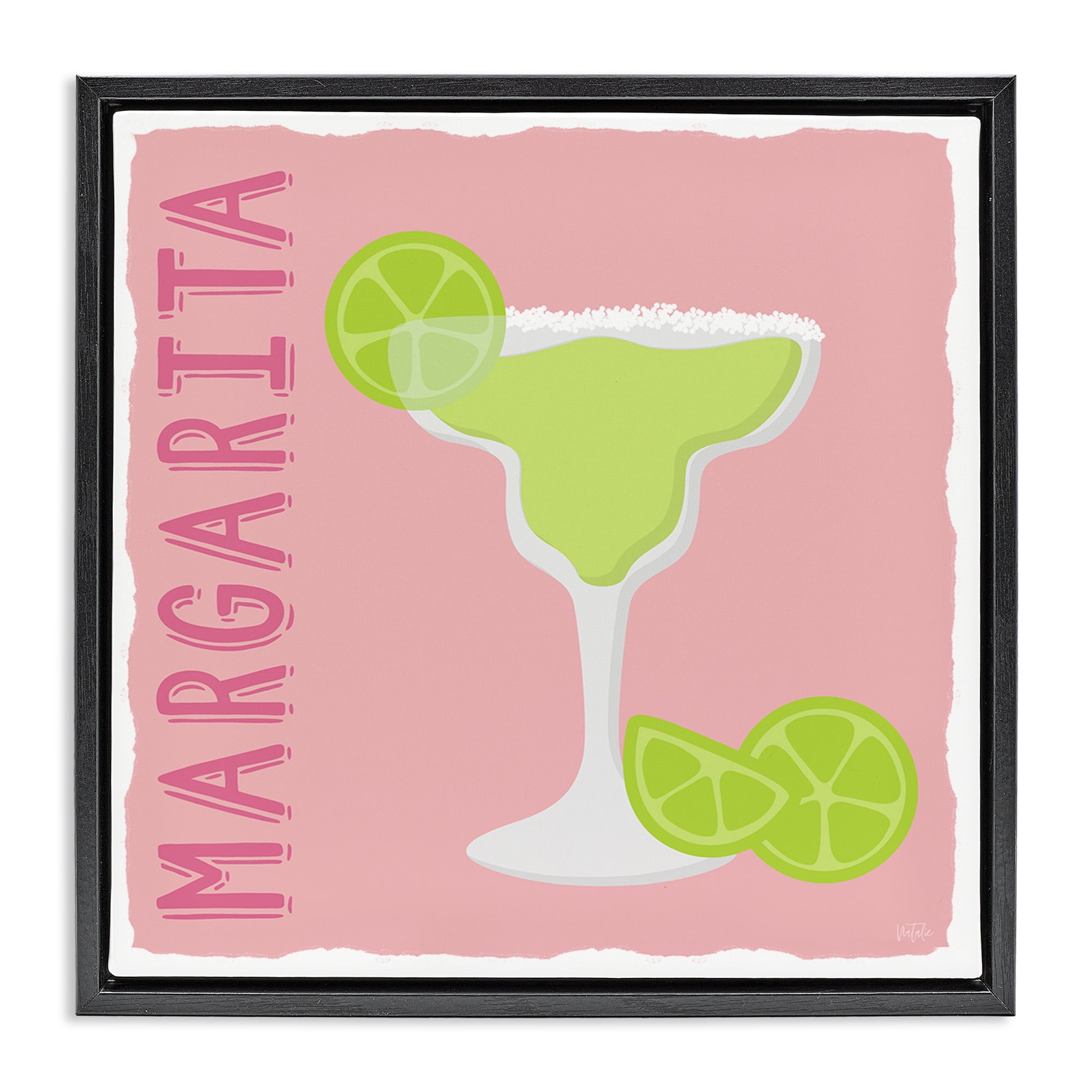 Stupell Industries Margarita Cocktail with Limes Food & Beverage Painting Black Floater Framed Canvas Art Print Wall Art, 25 x 25
