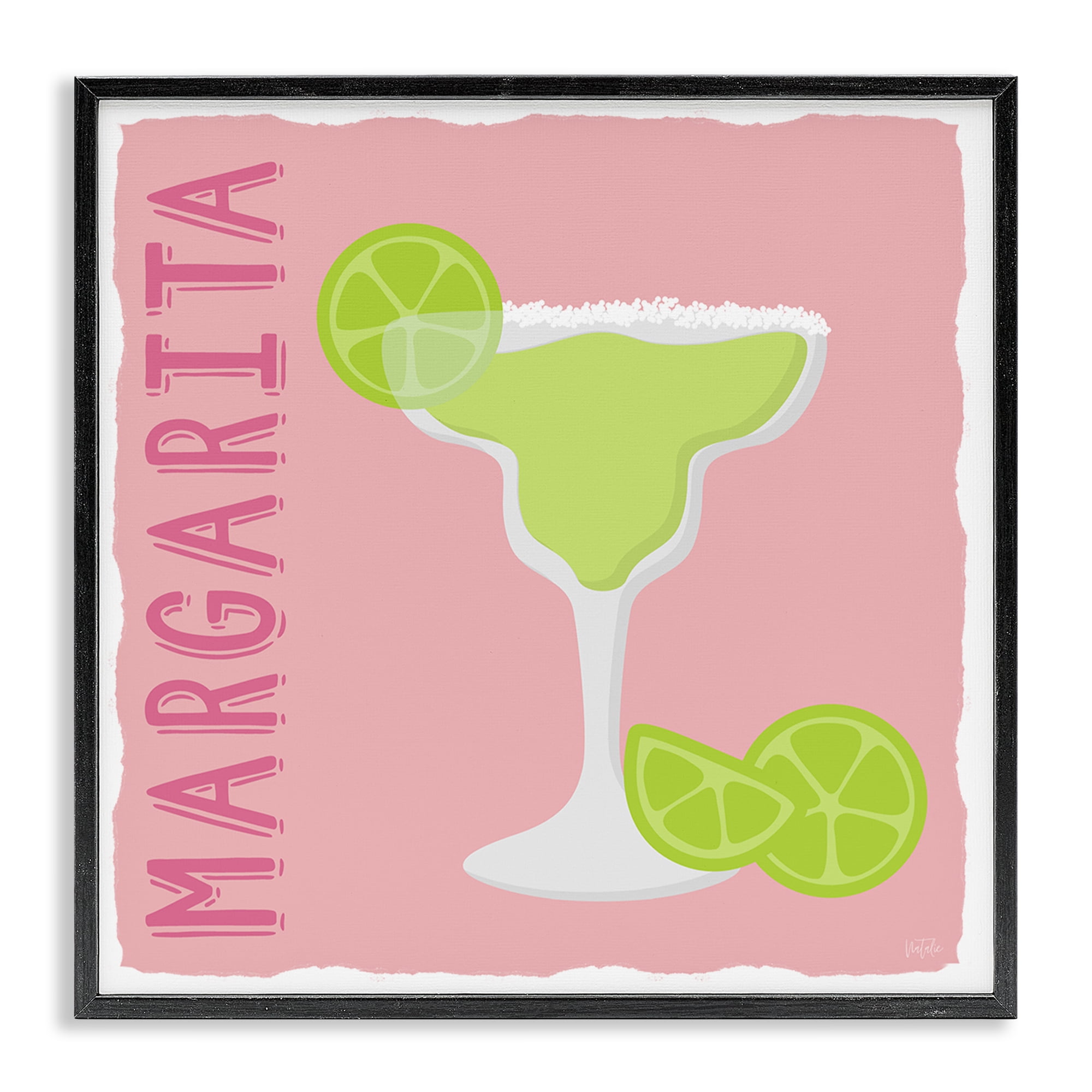 Stupell Industries Margarita Cocktail with Limes Food & Beverage Painting Black Framed Art Print Wall Art, 12 x 12