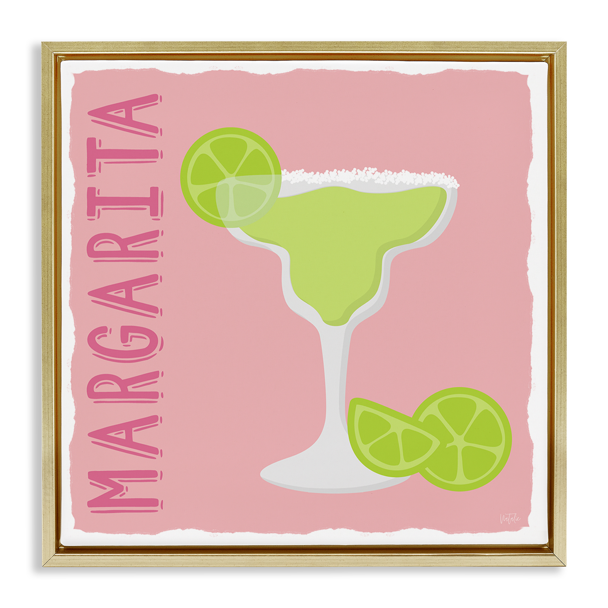 Stupell Industries Margarita Cocktail with Limes Food & Beverage Painting Gold Floater Framed Canvas Art Print Wall Art, 25 x 25