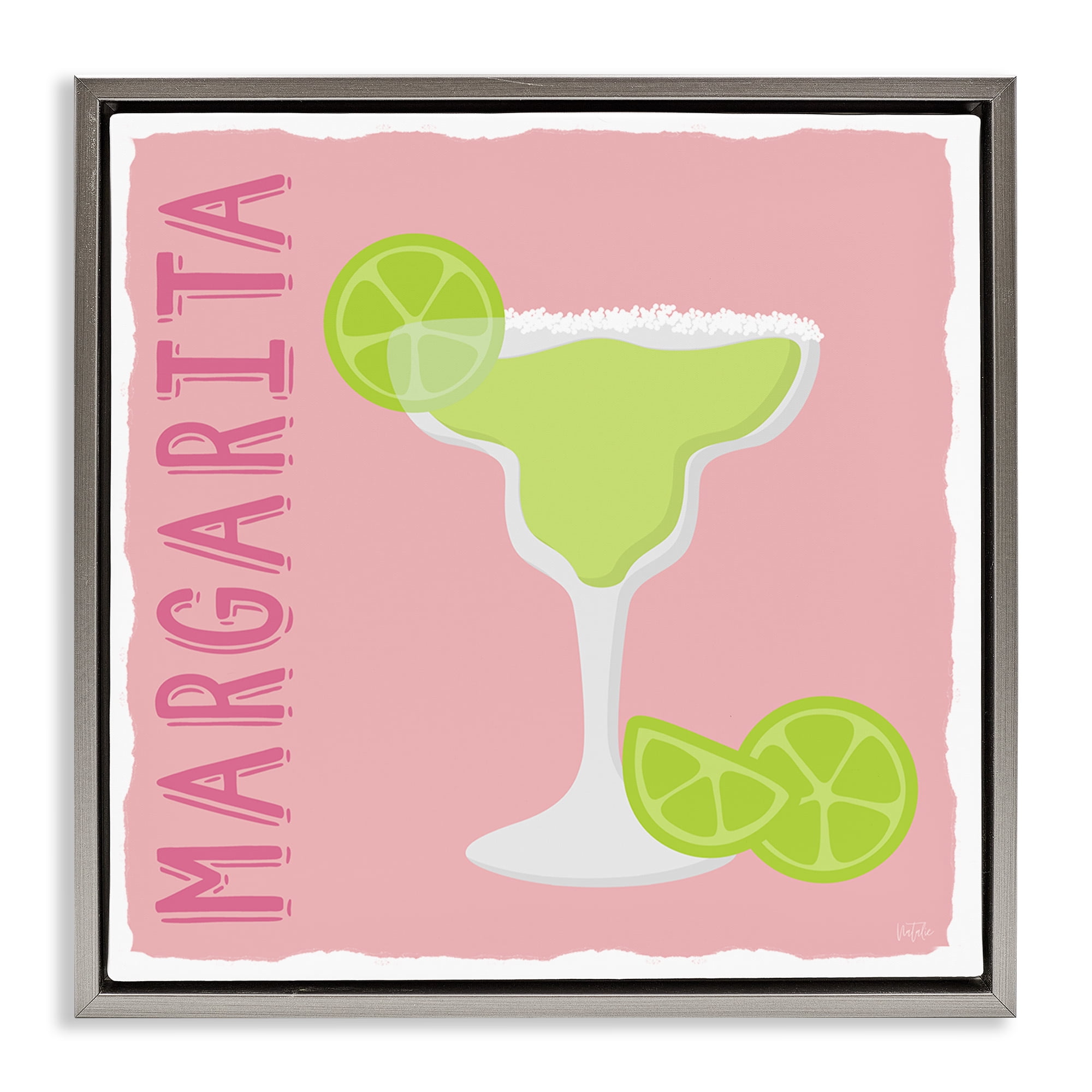 Stupell Industries Margarita Cocktail with Limes Food & Beverage Painting Gray Floater Framed Canvas Art Print Wall Art, 25 x 25