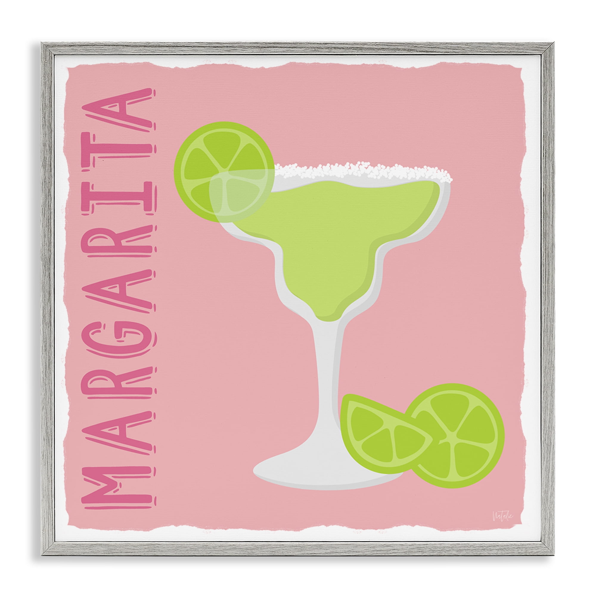 Stupell Industries Margarita Cocktail with Limes Food & Beverage Painting Gray Framed Art Print Wall Art, 12 x 12